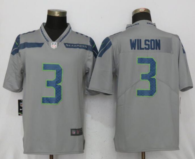 Men NFL Nike Seattle Seahawks #3 Wilson Grey 2017 Vapor Untouchable Limited jersey